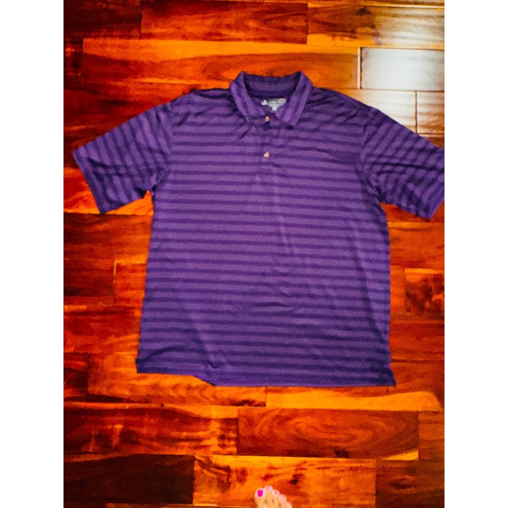 Pebble Beach Polo Shirt Men XXL Purple Excellent Striped Performance Golf Tee‎